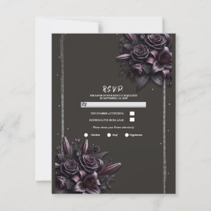 Beere Violett Schwarz Lilie Rose Blumen Hochzeit R Einladung