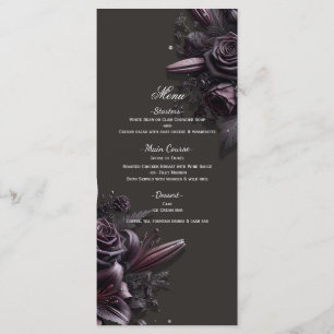 Beere Violett Schwarze Lilie Rose Florale Hochzeit Menükarte