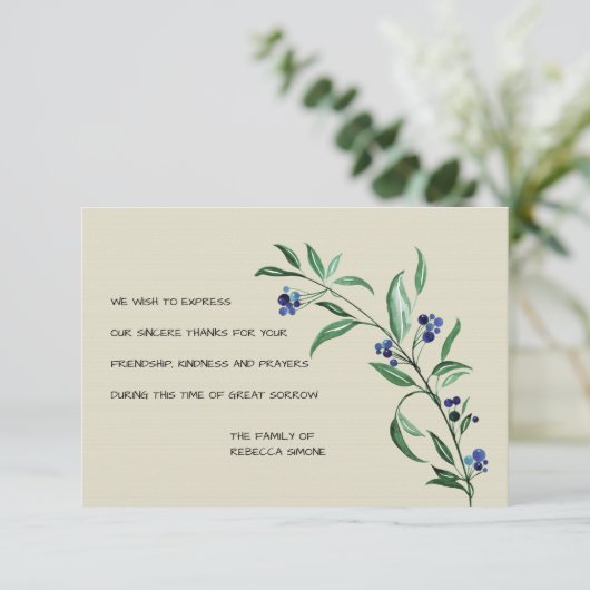 Beeren-Begräbnis danken Ihnen Karten (Stehend Vorderseite)