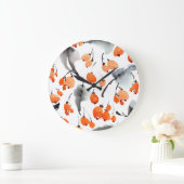 Beeren, Blätter Aquarellfarbe, Farbillustrierung,  Große Wanduhr (Zuhause)