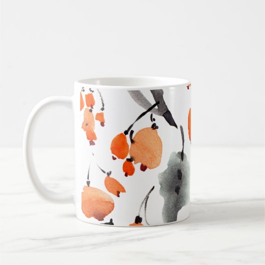 Beeren, Blätter Aquarellfarbe, Farbillustrierung, Kaffeetasse (Links)