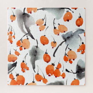 Beeren, Blätter Aquarellfarbe, Farbillustrierung, Puzzle