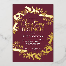 Beeren-Botanischer Weihnachtsbrunch Rot Folieneinladung