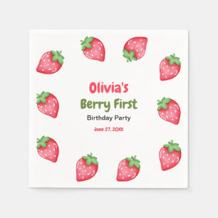 Beeren Erster Geburtstag Erdbeere 1. Geburtstag  Serviette