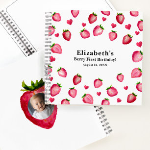 Beeren Erster Geburtstag Erdbeere Benutzerdefinier Notizblock