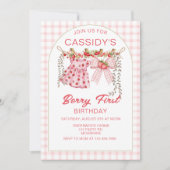 Beeren-Erstgeburtstag, 1. Geburtstag, Erdbeere Einladung (Vorderseite)