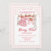 Beeren-Erstgeburtstag, 1. Geburtstag, Erdbeere Einladung (Vorne/Hinten)