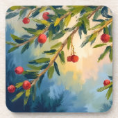 Beeren & Grünzeug | Frohe Weihnachten Getränkeuntersetzer (Vorderseite)