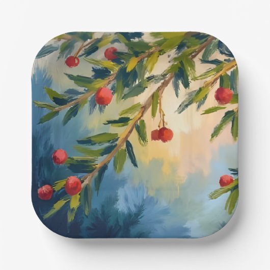 Beeren & Grünzeug | Frohe Weihnachten Pappteller (Vorderseite)