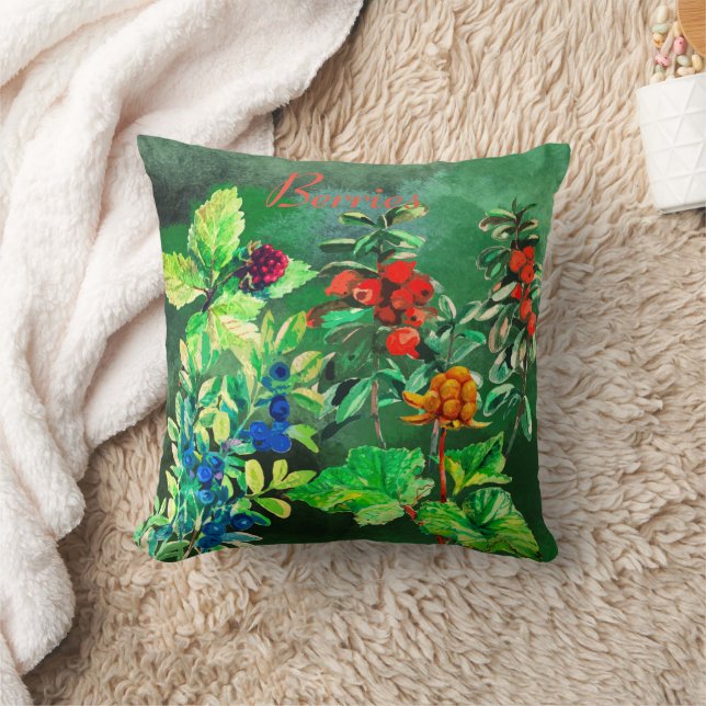 Beeren, Heidelbeere, Beerenbeere, Unterbeerwurf Kissen (Decke)