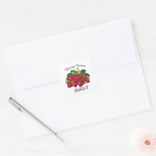 Beeren-lecker Quadratischer Aufkleber (Umschlag)