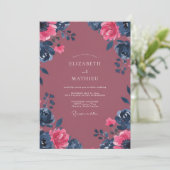 Beeren-Magenta-Dahlia-Hochzeit Einladung (Stehend Vorderseite)