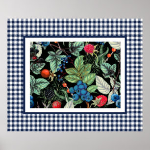 Beeren-Medley auf Land-Gingham  Poster