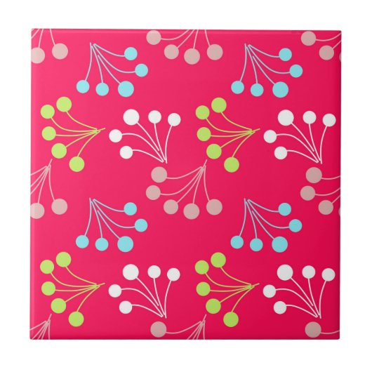 Beeren mit fester Farbe, einfaches Muster, Retro-6 Fliese (Vorderseite)