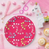 Beeren mit fester Farbe, einfaches Muster, Retro-6 Pappteller (Party)