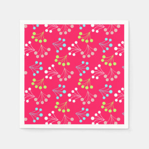 Beeren mit fester Farbe, einfaches Muster, Retro-6 Serviette