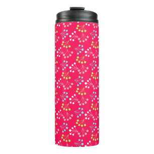 Beeren mit fester Farbe, einfaches Muster, Retro-6 Thermosbecher