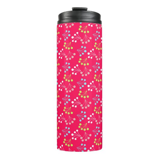 Beeren mit fester Farbe, einfaches Muster, Retro-6 Thermosbecher (Vorderseite)
