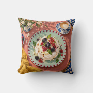 Beeren-Pavlova-Mint-Teller-Korallen-Café-Tisch Kissen