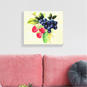 Beeren   Rasberry und Blueberry Leinwanddruck