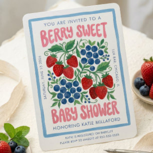 Beeren süße Babyparty-Einladung   Erdbeere Einladung