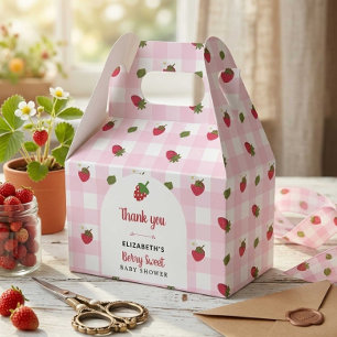 Beeren süße Babyparty Erdbeer Gingham Geschenkschachtel