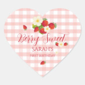 Beeren süße Erdbeer Geschmack Geschenk 1. Geburtst Herz-Aufkleber (Vorderseite)