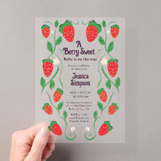 Beeren süße niedliche Art Nouveau Baby Shower Acryleinladungen