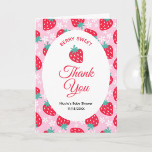 Beeren süße rosa Erdbeeren-Baby-Party Dankeskarte