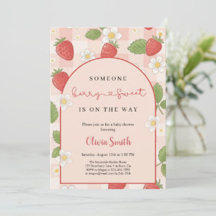 Beeren süße rosa Erdbeeren-Babyparty Einladung