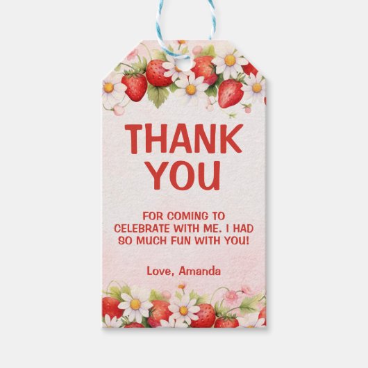 Beeren süßer erster Geburtstag Geschenkanhänger (Vorderseite)