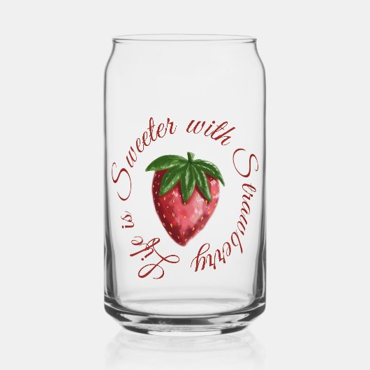 Beeren süßes handgezeichnetes Erdbeermuster Glas  (Vorderseite)