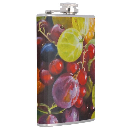 Beeren - Überrealistisches Fruchtleben Flachmann (Rechts)