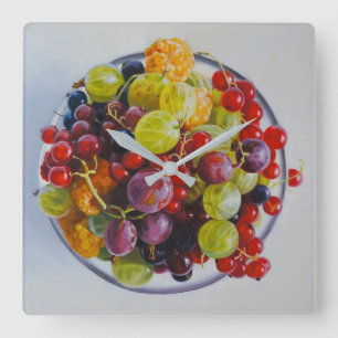Beeren - Überrealistisches Fruchtleben Quadratische Wanduhr