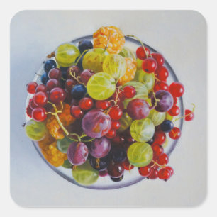 Beeren - Überrealistisches Fruchtleben Quadratischer Aufkleber