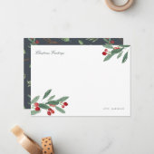 Beeren und Blätter im Aquarell Personalisiert Urla Mitteilungskarte (Vorderseite/Rückseite Beispiel)