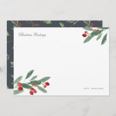 Beeren und Blätter im Aquarell Personalisiert Urla Mitteilungskarte (Vorne/Hinten)