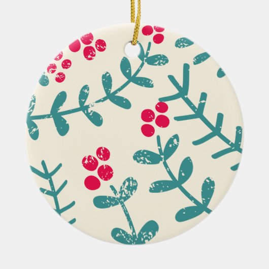 Beeren und Blätter Keramik Ornament (Vorne)