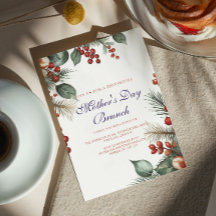 Beeren und Blätter Muttertagsbrunch Einladung