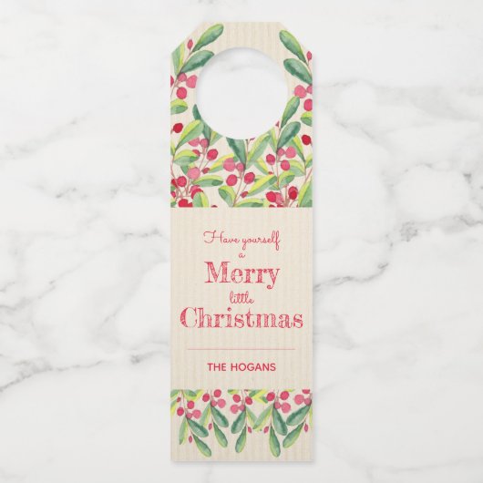 Beeren und Blätter Weihnachten Flaschenanhänger (Vorderseite)