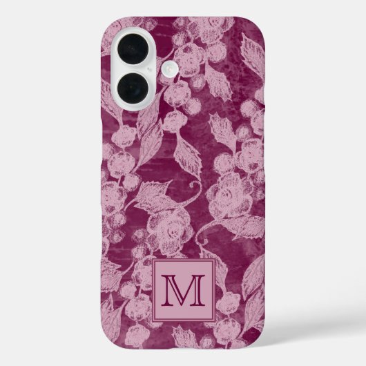 Beeren und Blüten Lila Blumenmonogramm Case-Mate iPhone Hülle (Rückseite)
