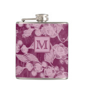 Beeren und Blüten Lila Blumenmonogramm Flachmann (Vorderseite)