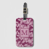 Beeren und Blüten Lila Blumenmonogramm Gepäckanhänger (Vorderseite Vertikal)