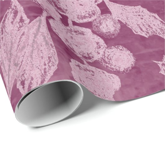Beeren und Blüten Lila Blumenmuster Geschenkpapier (Rolleneckpunkt)