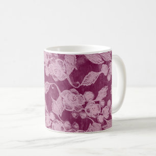 Beeren und Blüten Lila Blumenmuster Kaffeetasse