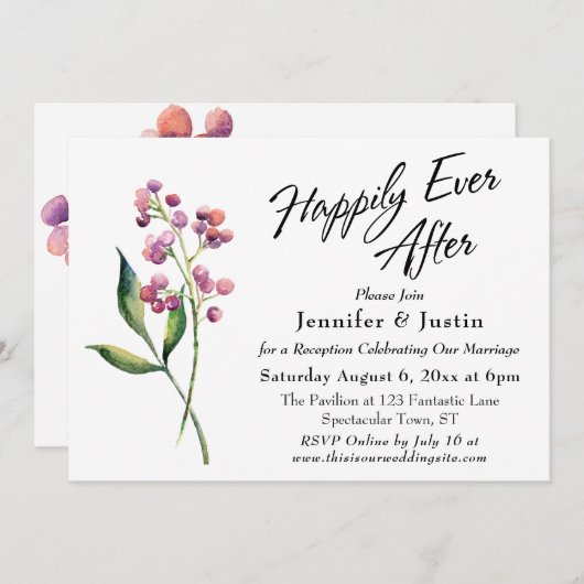 Beeren und Buds im Wasserfarbenbereich Einladung (Vorne/Hinten)