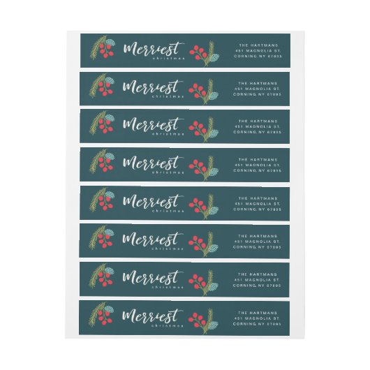 Beeren und Kiefernwal um Labels herum (Bogen)