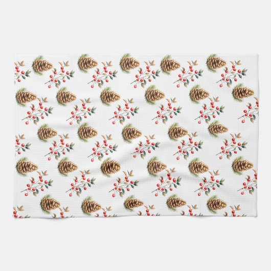 Beeren und Pinecone Geschirrtuch (Horizontal)