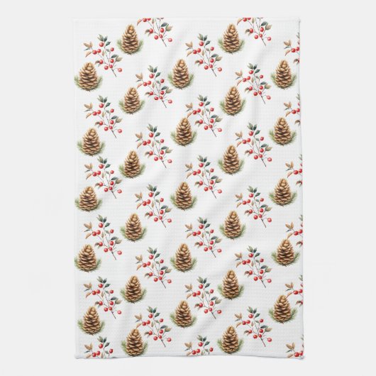 Beeren und Pinecone Geschirrtuch (Vertikal)