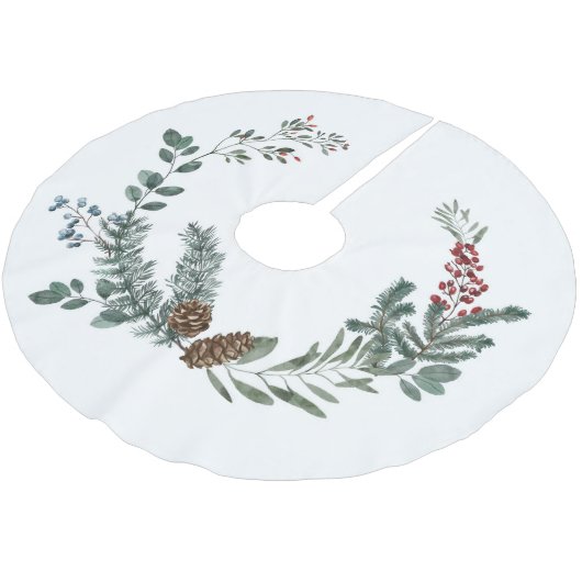 Beeren und Pinecone Polyester Weihnachtsbaumdecke (Schrägansicht)